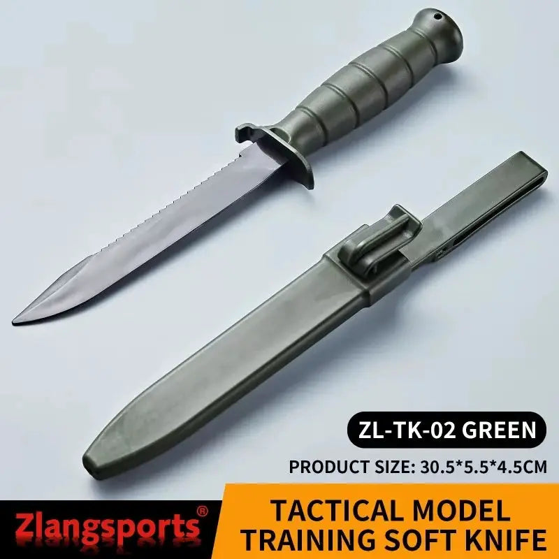 ZL-TK-02 Green tactical training fixed-blade knife with sheath by Zlangsports