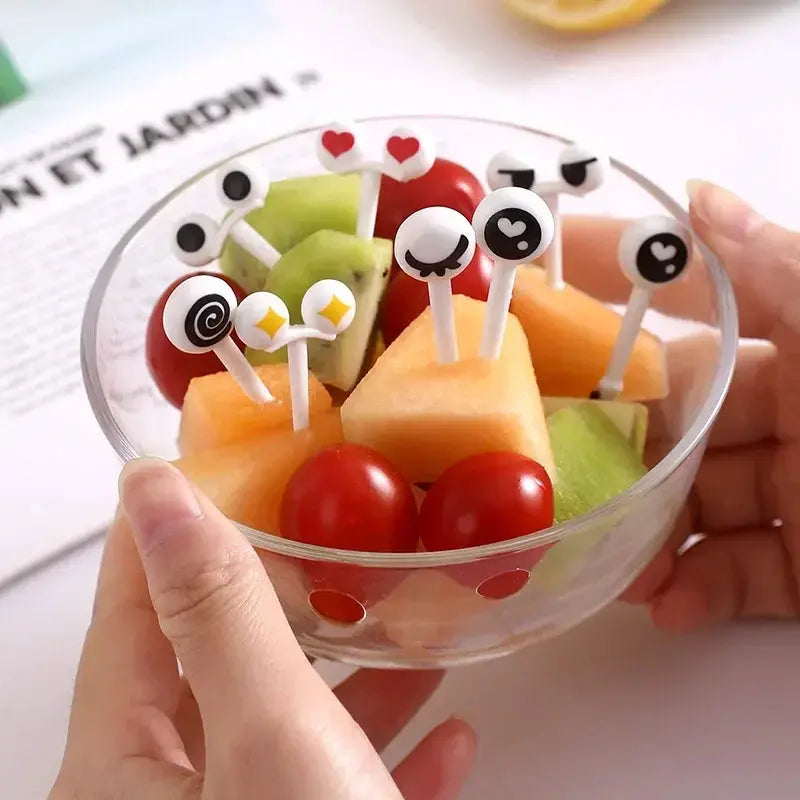 Ten Piece Mini Skewers Set Cute Cartoon Eyes Kawaii Bento Box Food Picks For Fruit Appetizers
