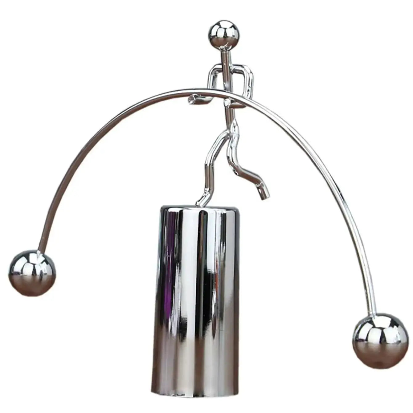 Creative Balance Ball Swing Ornament Metal Desk Decor With Small Man Figure Kinetic Art Weightlifting Theme