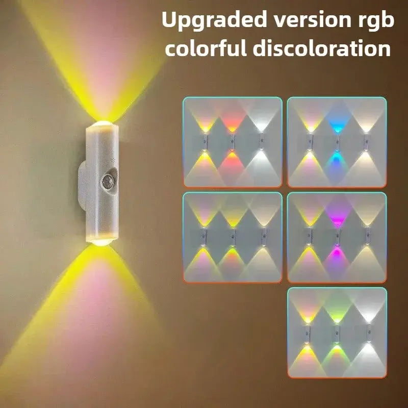 Smart RGB Gradient Night Light Magnetic Motion Sensor Rechargeable Wall Lamp Bedroom Bathroom Closet Garden Home Decor
