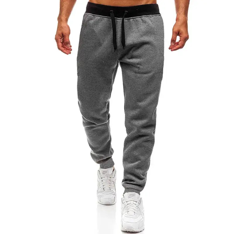Simples Market men's grey jogger pants, loose straight-leg with black waistband and drawstring
