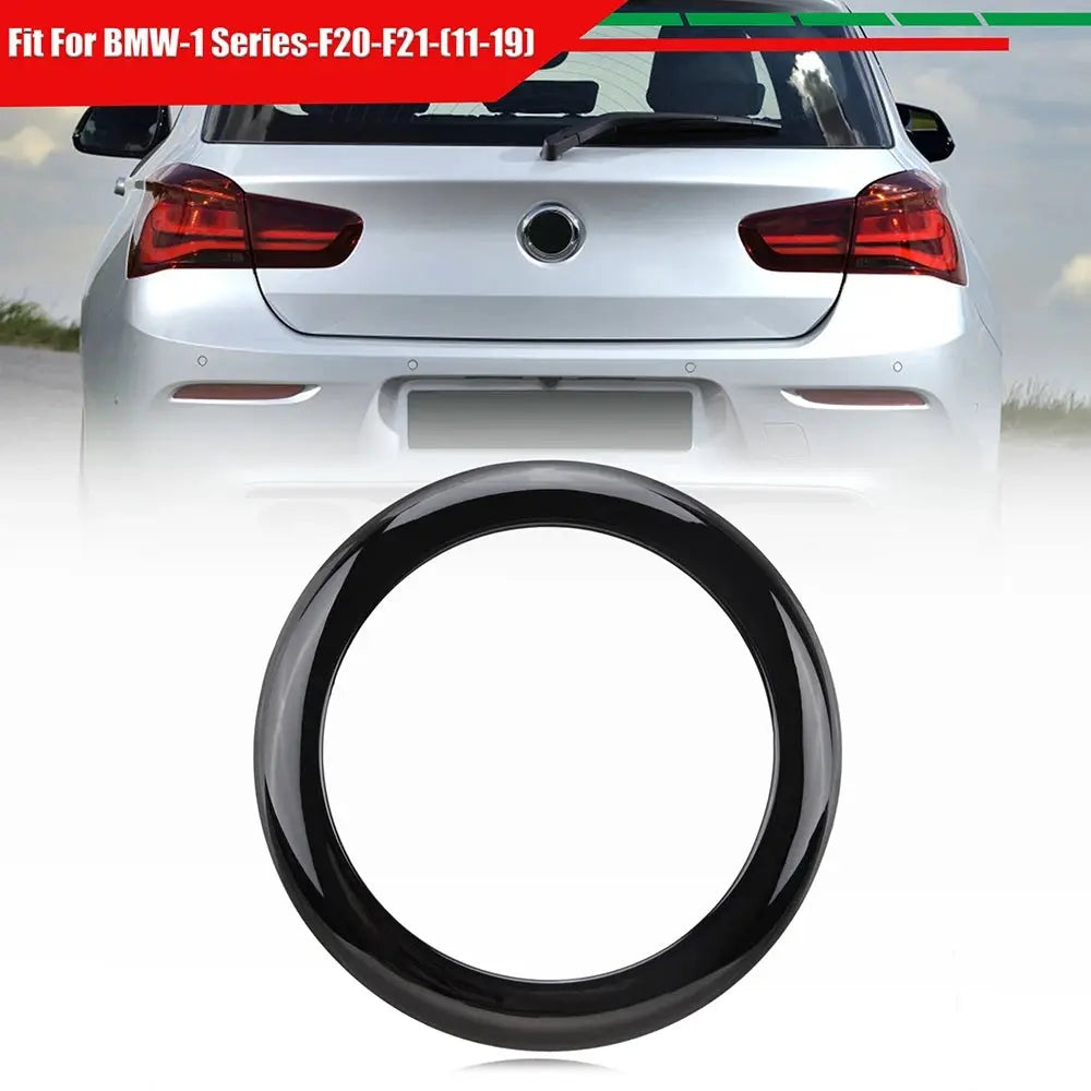 Rear badge ring cover trim in black carbon fiber for BMW 1 Series F20-F21 (2011–2019)