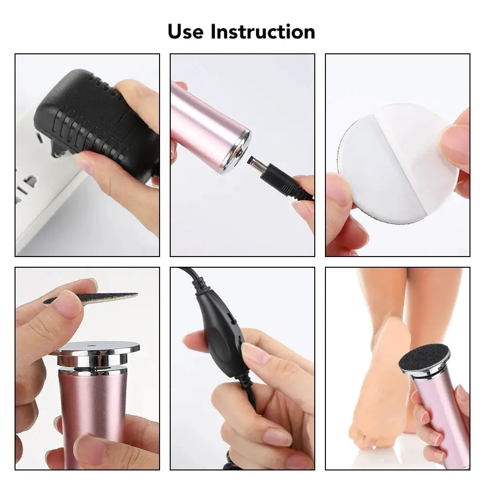 Simples Market electric foot callus remover with pink handheld grinder and replacement sandpaper discs