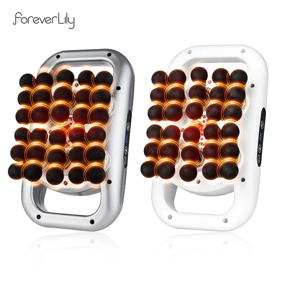 30-head body massage gun set in silver and white (2 units) for high-frequency fascia relief
