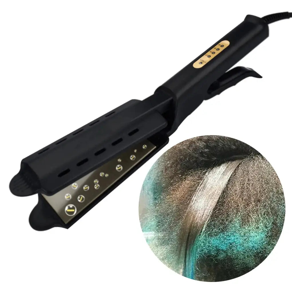 Hair straightener Simples Market with four-gear temperature control, ceramic tourmaline plates, black wide-panel.