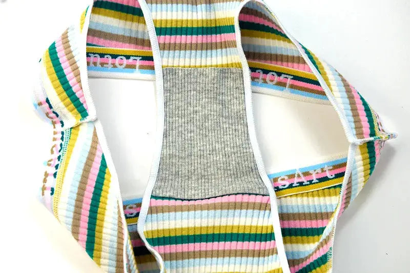 3-piece cotton panties set for women, colorful striped low-rise breathable briefs