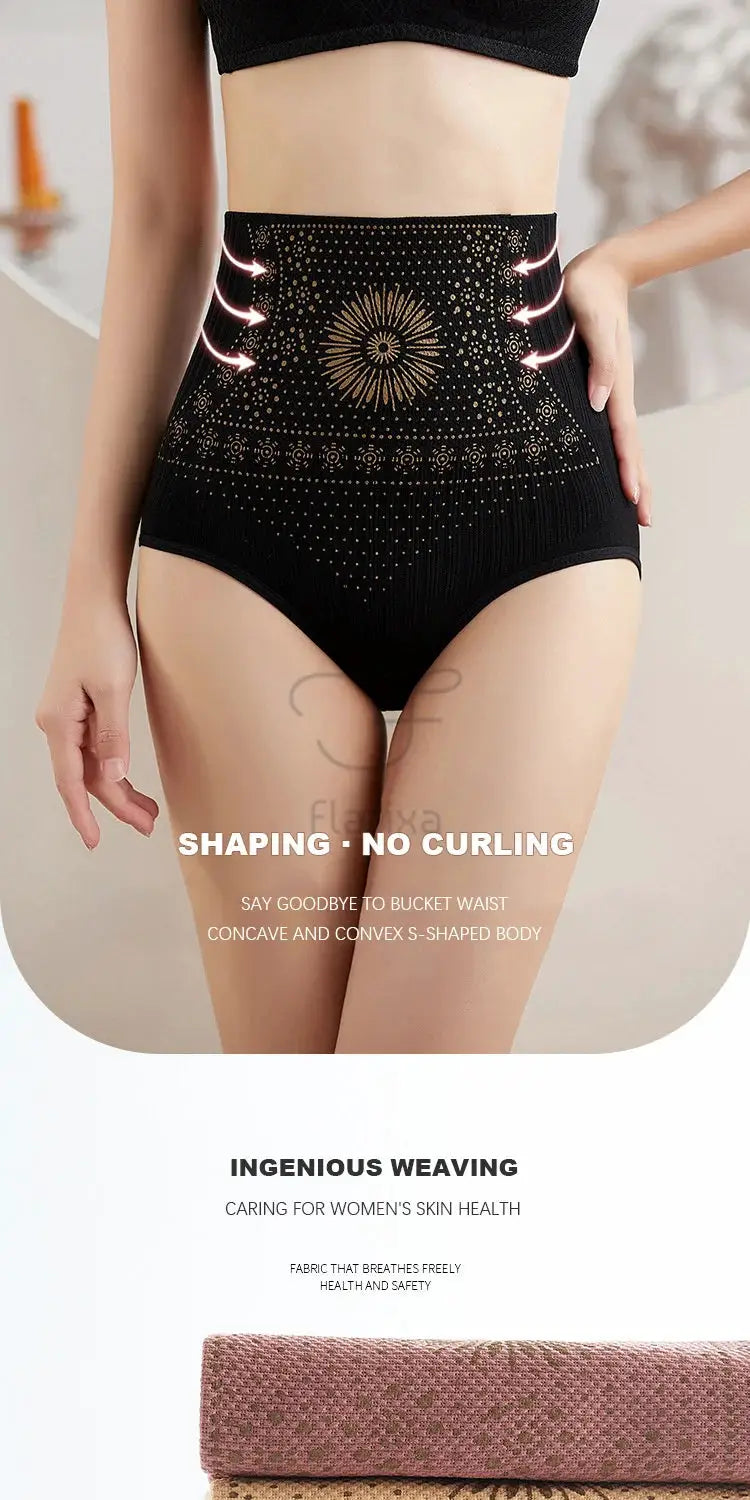 Flarixa high-waist seamless shaping briefs in black by Simples Market; postpartum abdomen body shaper underwear