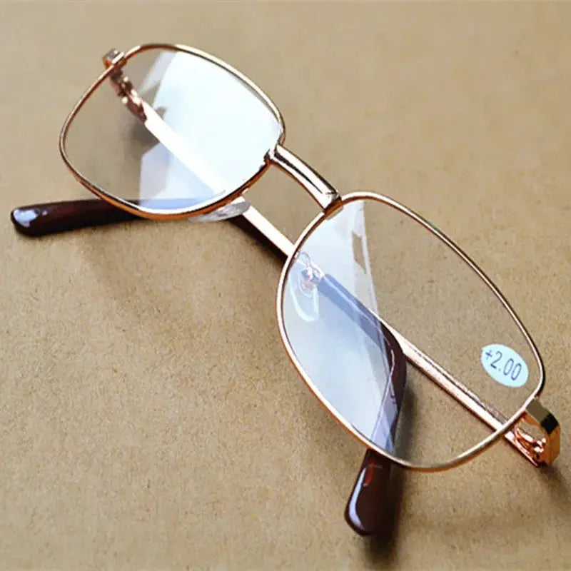 OptiVintage Metal Frame Square Reading Glasses Anti Fatigue High Definition Presbyopia Diopters 1.0 1.5 2.0 3.5 4.0