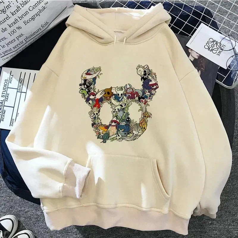 Hollow Knight Hoodie Grunge Y2K Aesthetic Cartoon Graphic Pullover For Autumn And Winter Wear