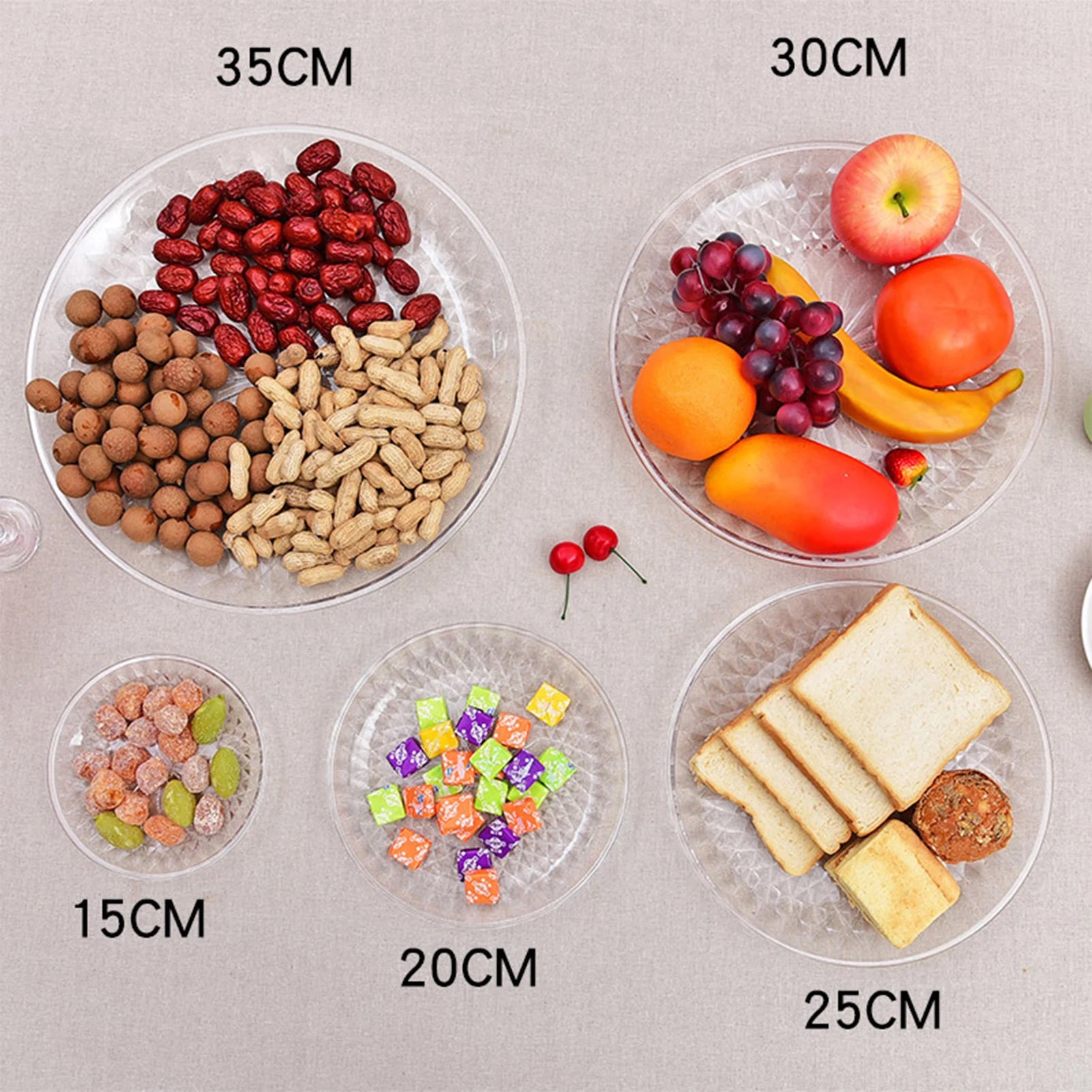 Clear Acrylic Serving Plates Set 15 20 25 30cm Dessert Tray Stand