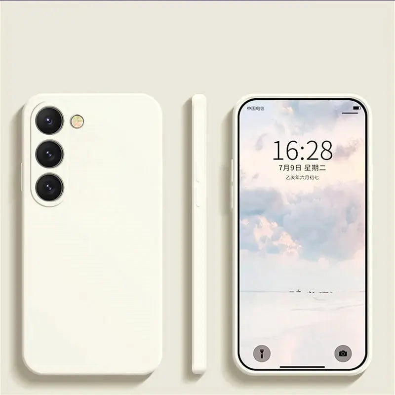 S26/S25 Ultra square liquid silicone phone case in cream for Samsung Galaxy S26/S25/S24/S23/S22 Ultra