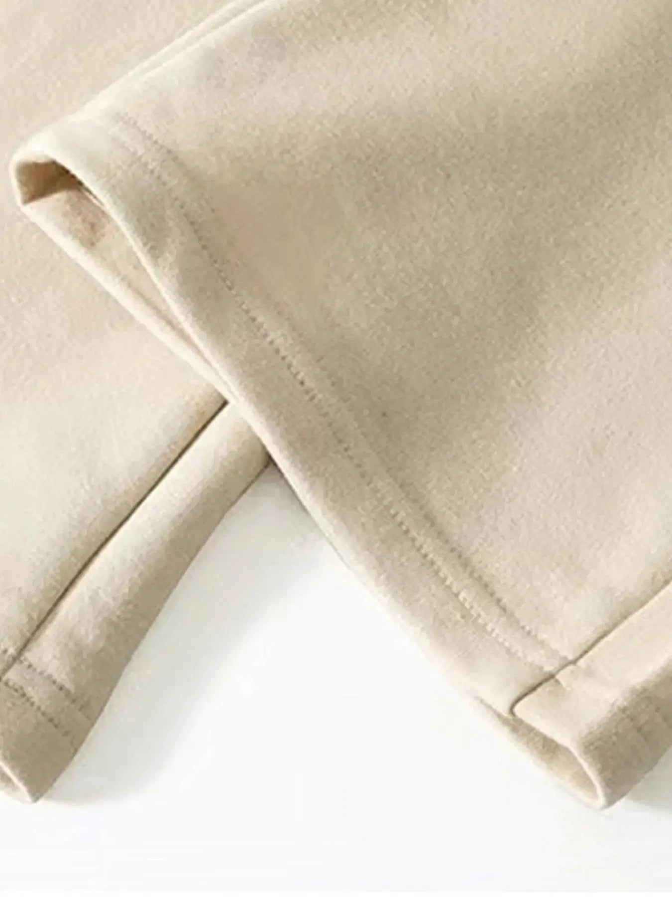 Men's beige baggy jogging pants with cuffed hems; breathable casual wear