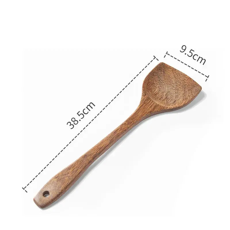 EcoWood Kitchen Utensils Set With Wooden Handles Nonstick Durable Scratch Resistant And Odor Free