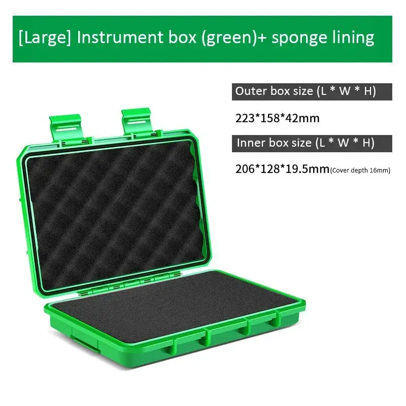 1PC green waterproof instrument storage case with sponge lining by Simples Market