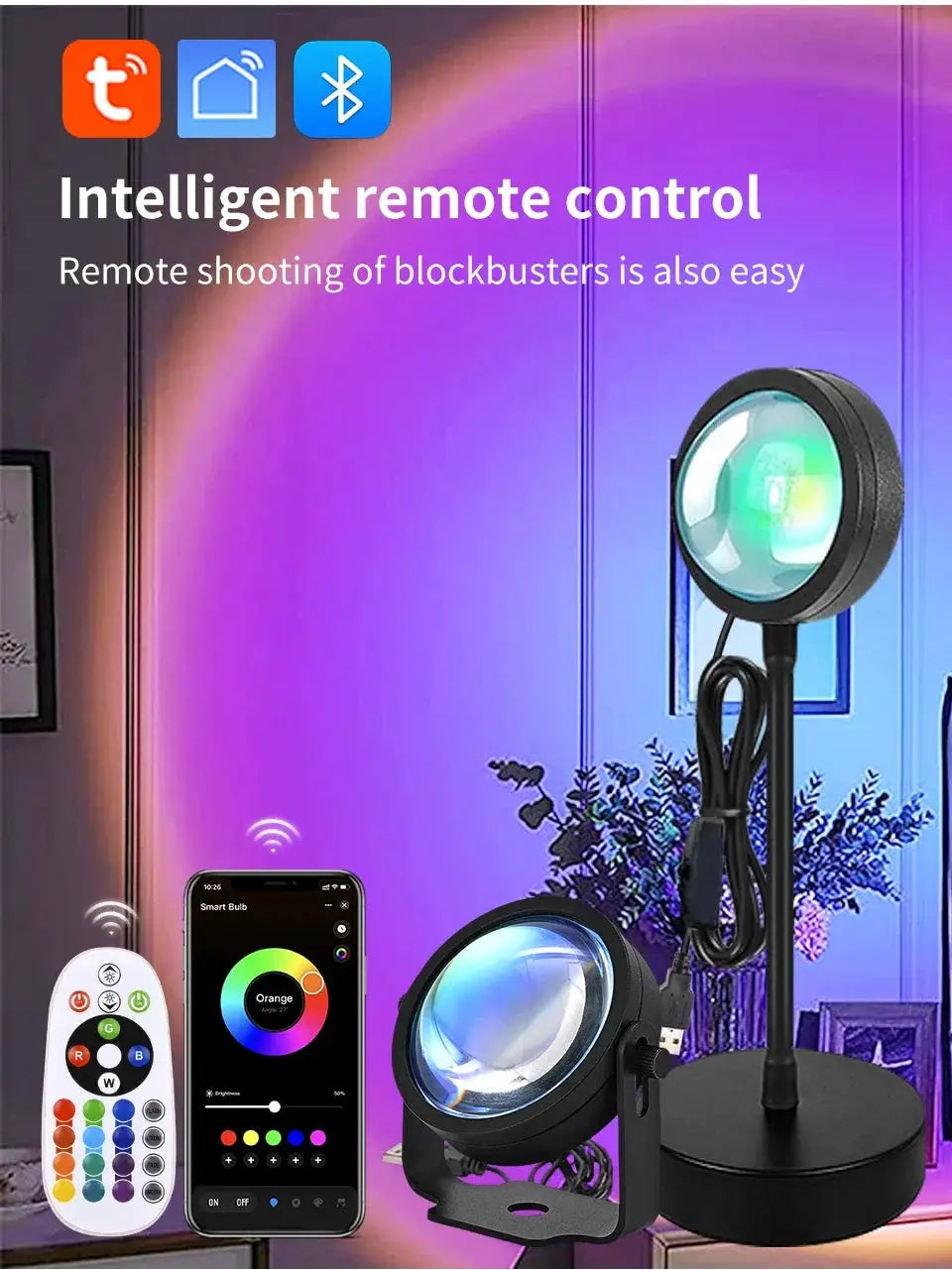 Smart Sunset Lamp set of 2 RGB USB lights with remote and app control