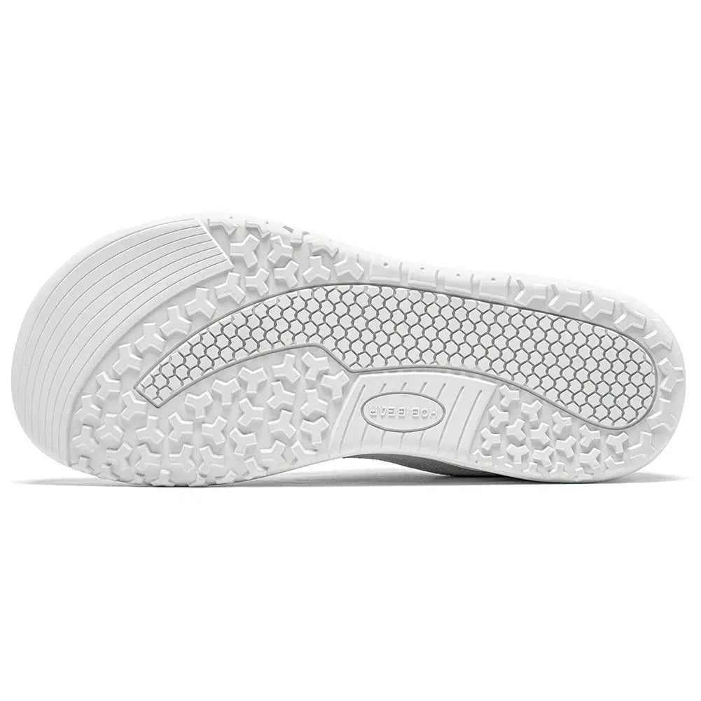 HOBIBEAR knit barefoot shoes, white unisex zero-drop minimalist sneakers by Simples Market with hexagonal tread outsole