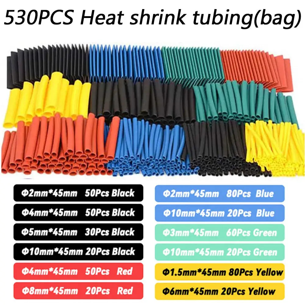 Heat Shrink Tubing Set 2 To 1 Shrink Ratio 530 328 127 Pieces With 300W Hot Air Gun