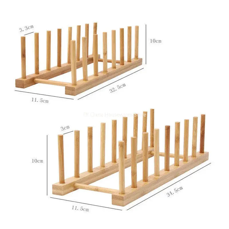 Multifunctional Wooden Plate Storage Rack For Dishes Cups Pots Lids Kitchen Organizer And Drain Holder