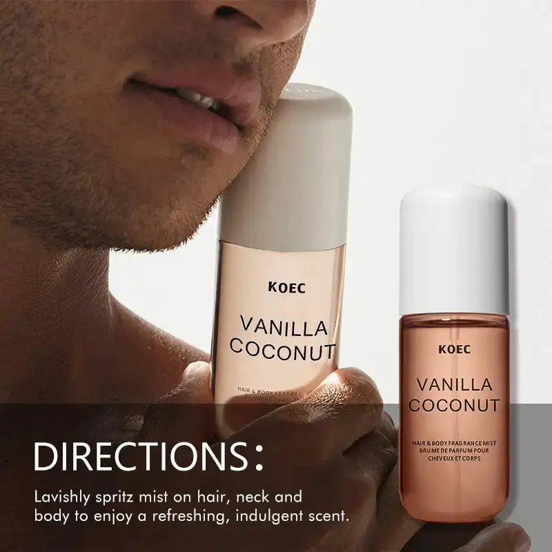 KOEC Vanilla Coconut Fragrance Mist For Hair And Body Hydrating Perfume Spray Refreshing Scent