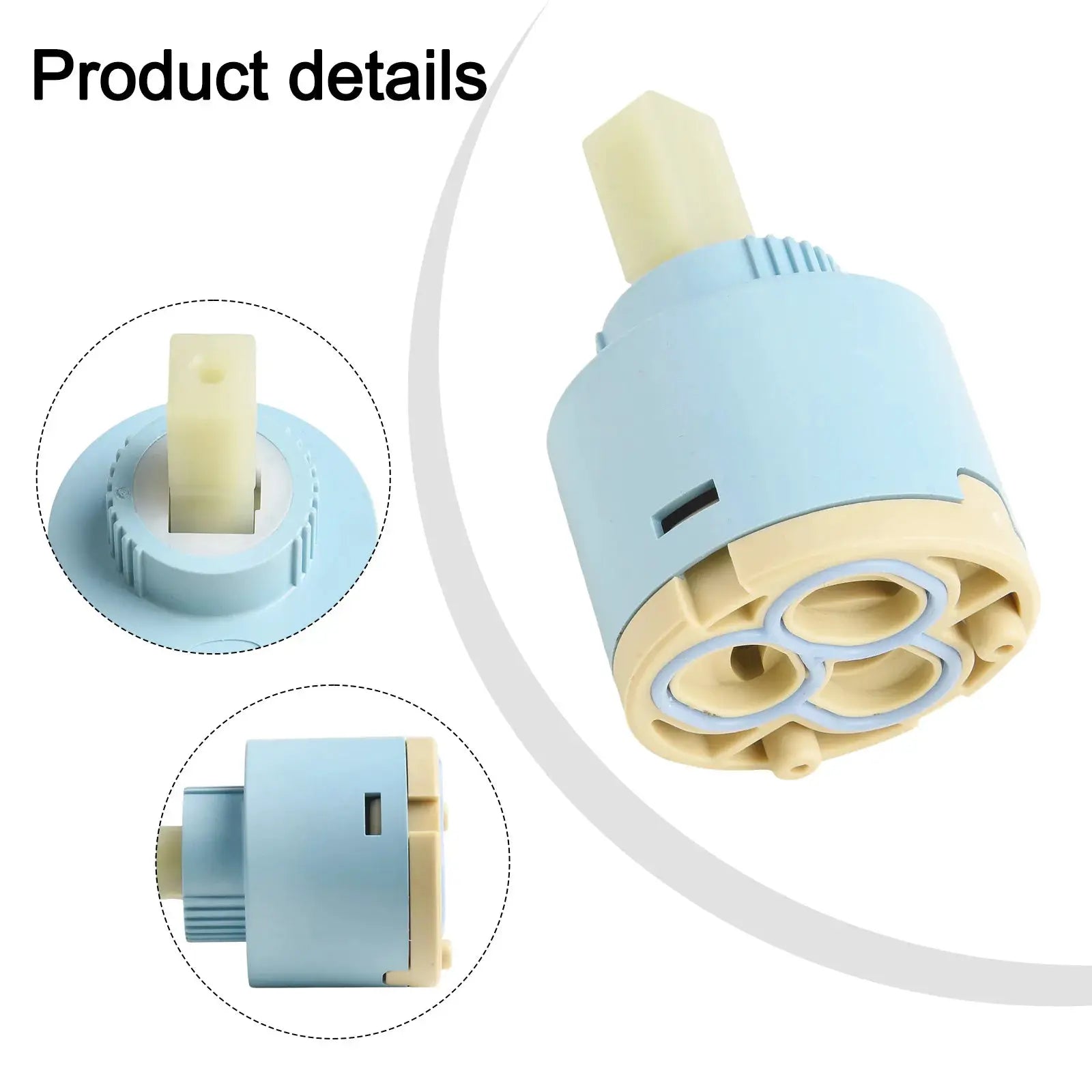 Ceramic tap cartridge valve set, blue and beige, 4-piece