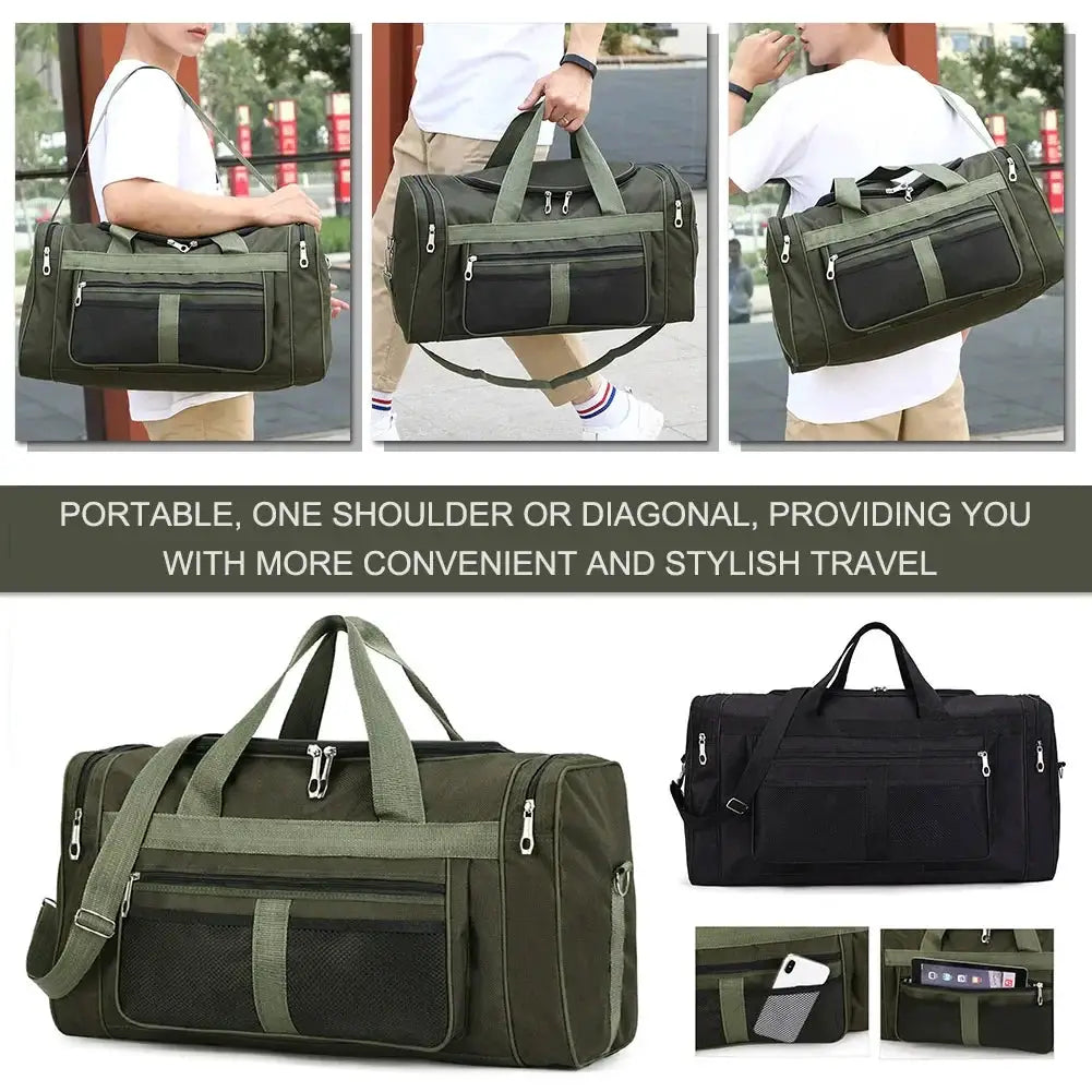 Simples Market Oxford dry-wet separation gym bags, olive green and black, large-capacity with multiple compartments