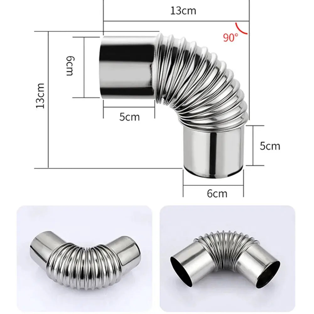 Leenkea 60 To 80mm Stainless Steel 90 Degree Elbow Chimney Liner Bend For Outdoor Camping Wood Stoves