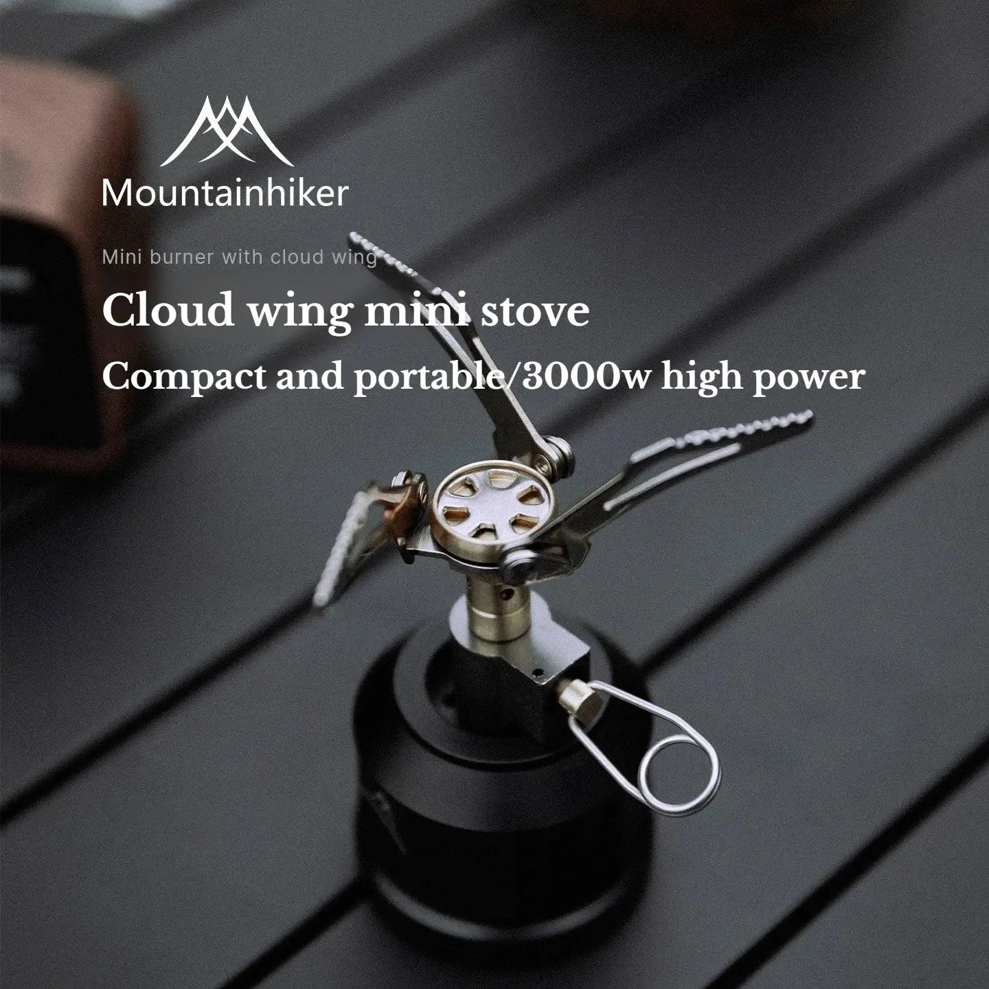 MK-3000W mini portable camping gas burner; compact folding pocket stove for outdoor hiking