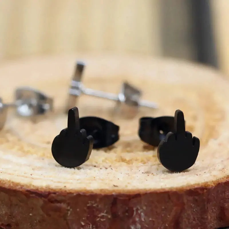Middle Finger Stainless Steel Earrings Unisex Ear Hoops for Men and Women Bold Statement Jewelry