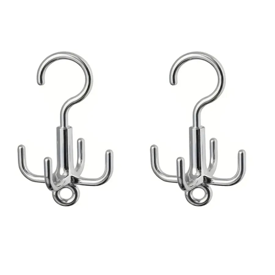 Multifunctional Rotating Clothes Hook Punch Free Installation 4 Claw Coat Hanger For Belts Scarves Ties And Accessories