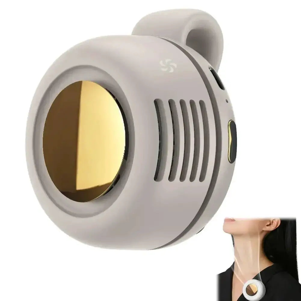 Portable clip-on bladeless fan by Simples Market, beige, 3-speed adjustable shirt/waist fan for outdoor use