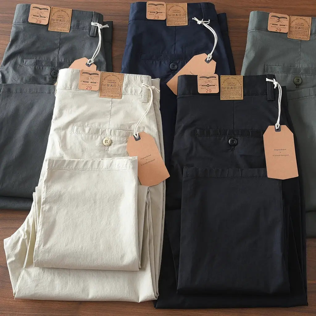 Chino pants by Simples Market: 5-color set, 97% cotton, casual slim-straight trousers.