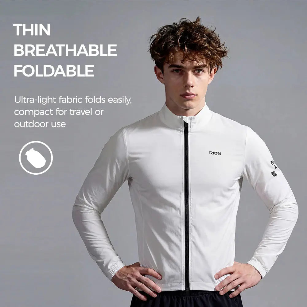 RION white men's long-sleeve windbreaker jacket, lightweight windproof outdoor coat