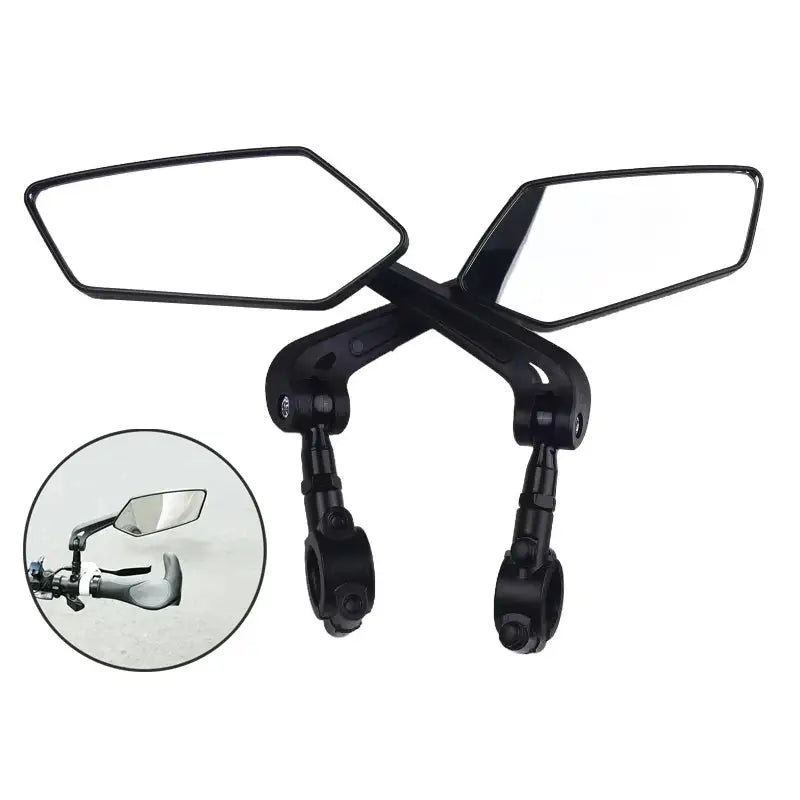 2 Piece Set Bicycle Rearview Mirrors 360 Degree Adjustable Rotatable Universal Handlebar Mount for MTB and Road Bikes