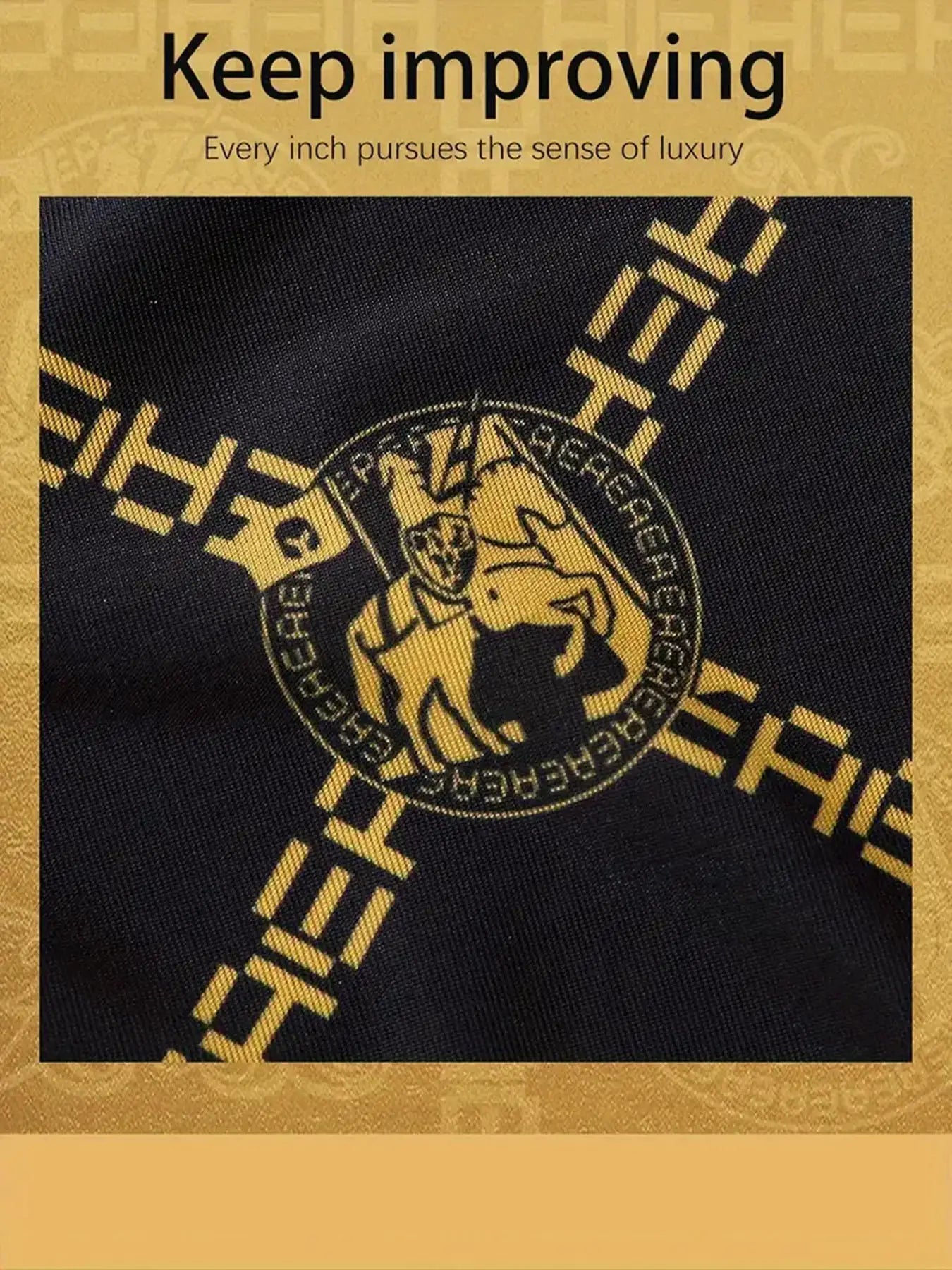 4pc men's boxer shorts set by Simples Market; antibacterial breathable black underwear with retro gold emblem print.