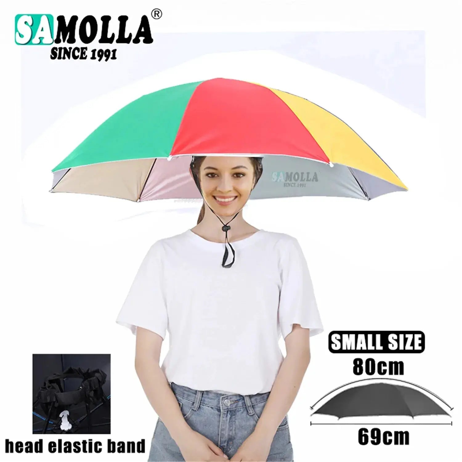 Foldable Rain Umbrella Hat With Sun Shade And Double Layer UV Protection Waterproof For Fishing Beach Hiking