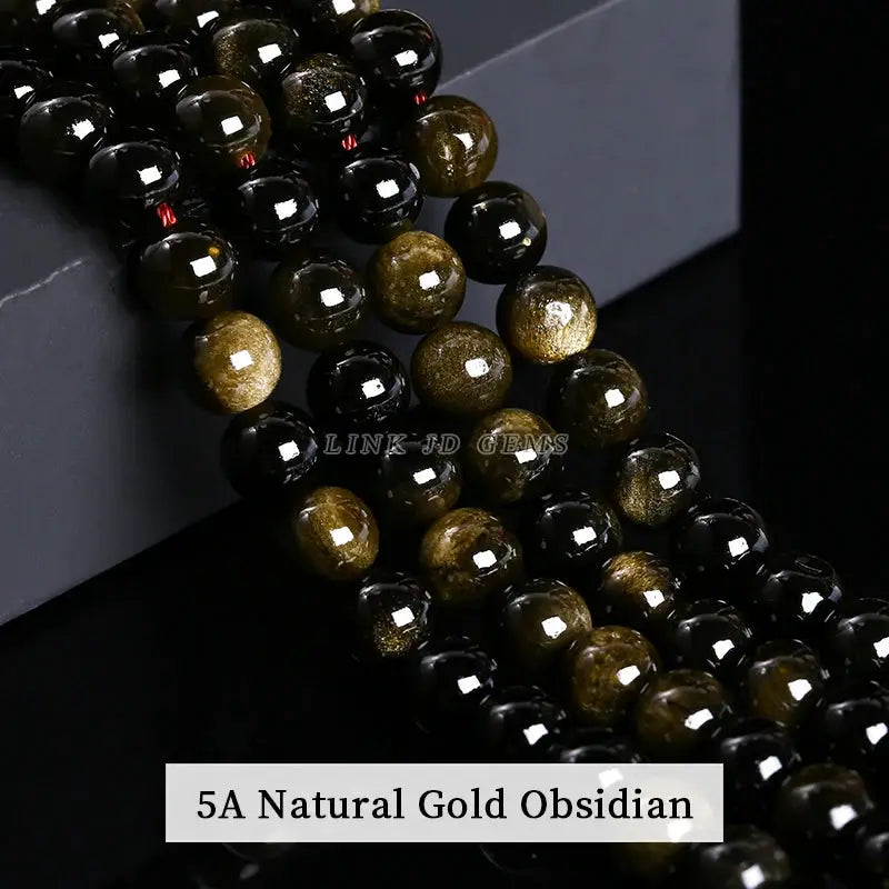 Natural Stone Golden Obsidian Irisation Round Beads 4mm 6mm 8mm 10mm 12mm Spacer Jewelry Making Bracelet Necklace