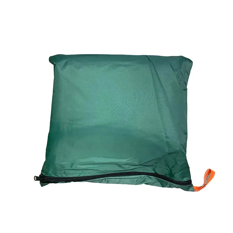 Ultra-light canvas garden canopy sunshade folded in green carry bag by Simples Market, orange zipper pull