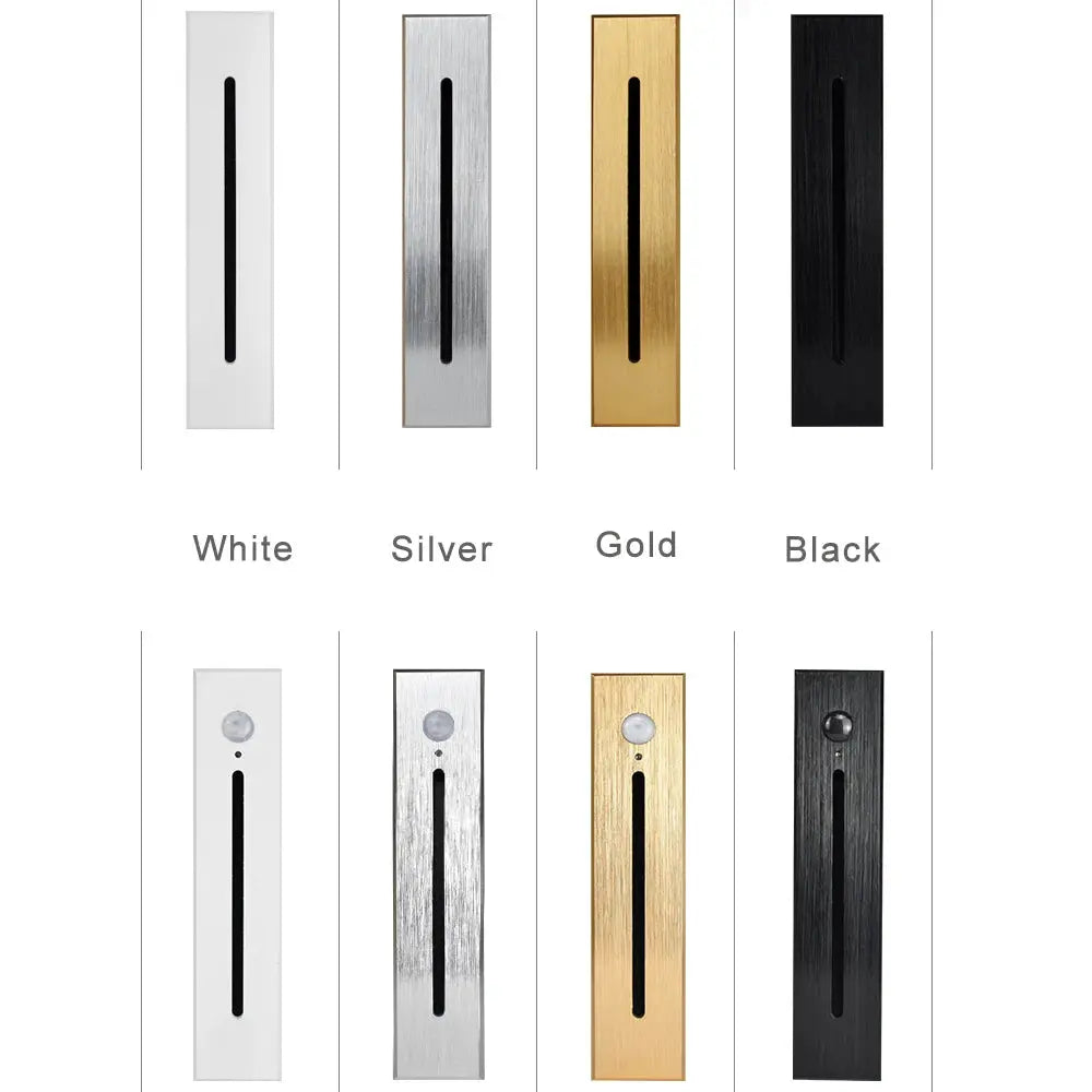 SANDIY smart stair lighting wall lamp set with motion sensor; 8 pieces in white, silver, gold, and black finishes