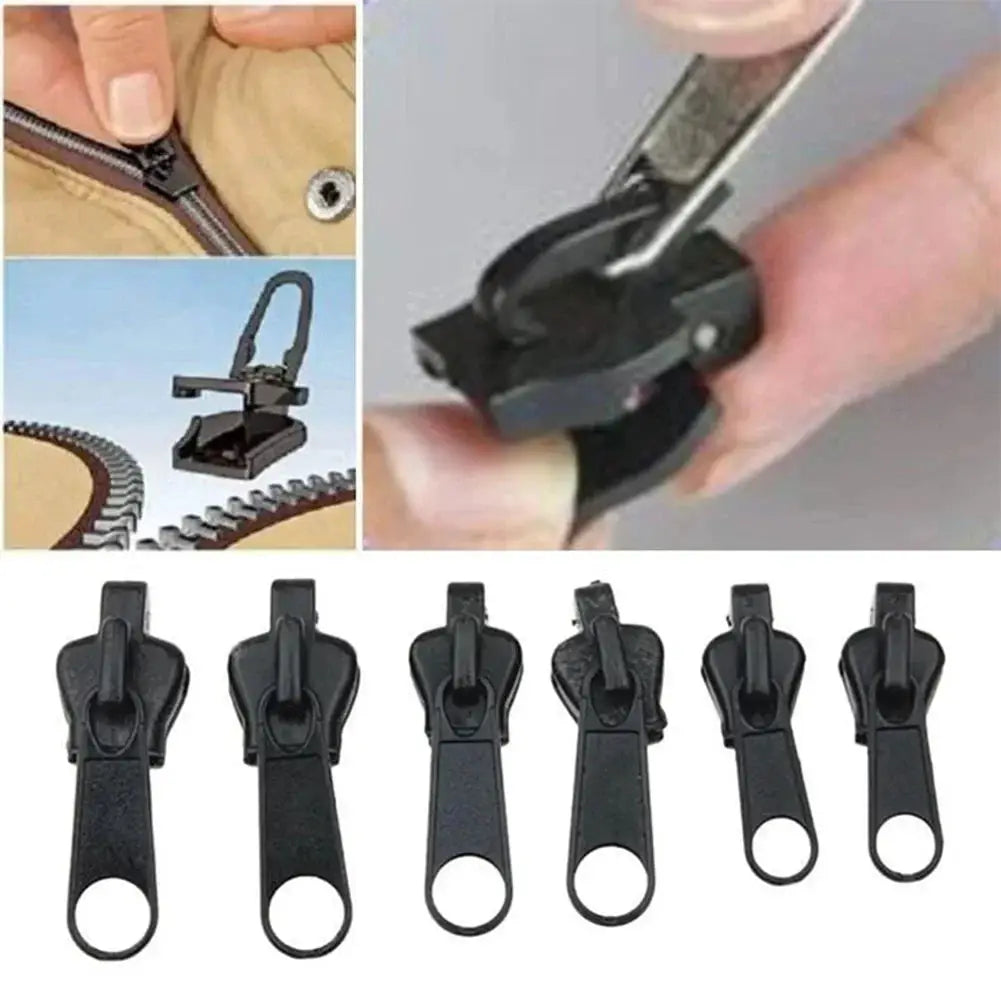 Simples Market zipper repair kit with 6 black zip sliders, universal 3 sizes for clothes and bags