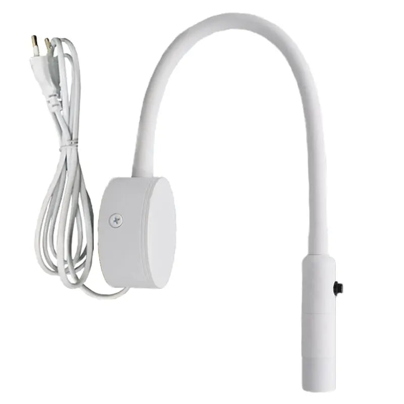 LED flexible hose wall lamp white gooseneck bedside reading light with switch