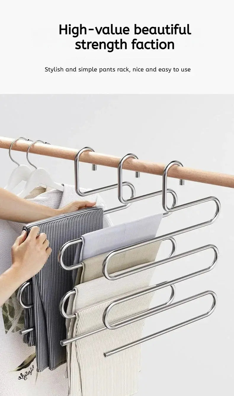 5-layer non-slip chrome clothes hanger rack by Simples Market for hanging pants and shirts