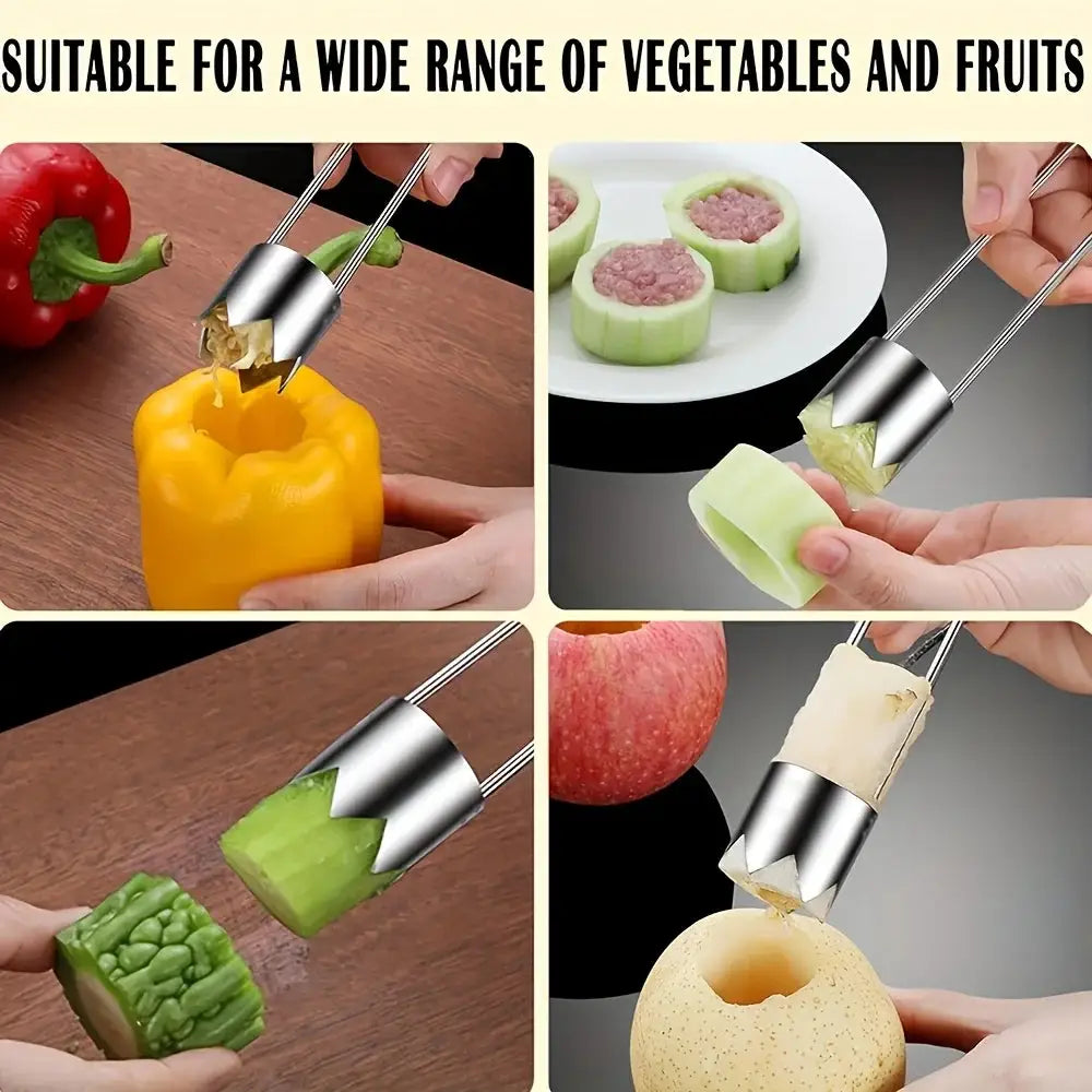 Stainless Steel Corer Tool For Fruits And Vegetables 1 2 3 Piece Set Easy Core Removal Durable