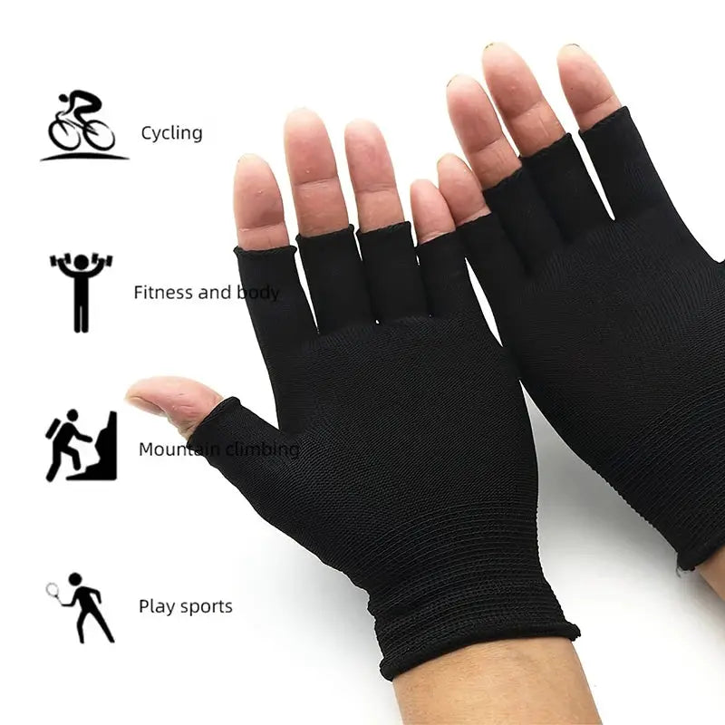 Black Wear Resistant Work Gloves For Men And Women Knitted Nylon Breathable Elastic Outdoor Protective Gloves
