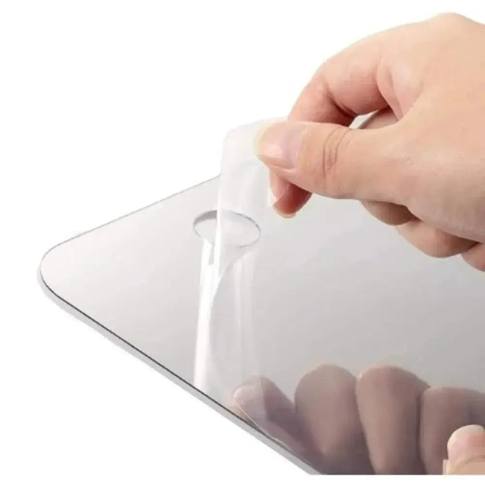 Simples Market bathroom anti-fog acrylic shower mirror with protective film being peeled