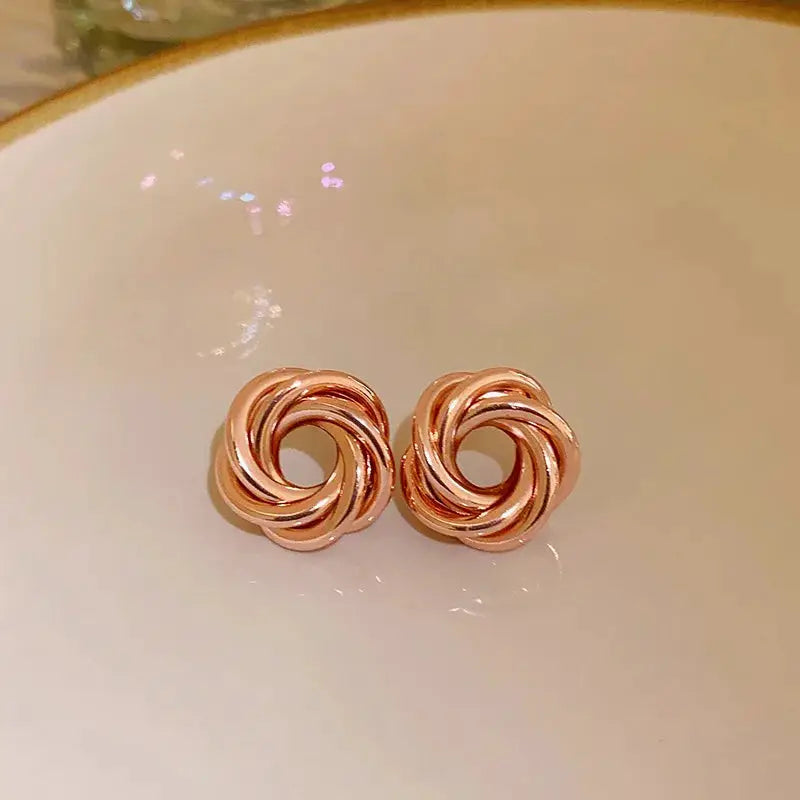 Geometric Multilayer Round Circles Hoop Earrings For Women Twisted Metal Gold Jewelry Gift