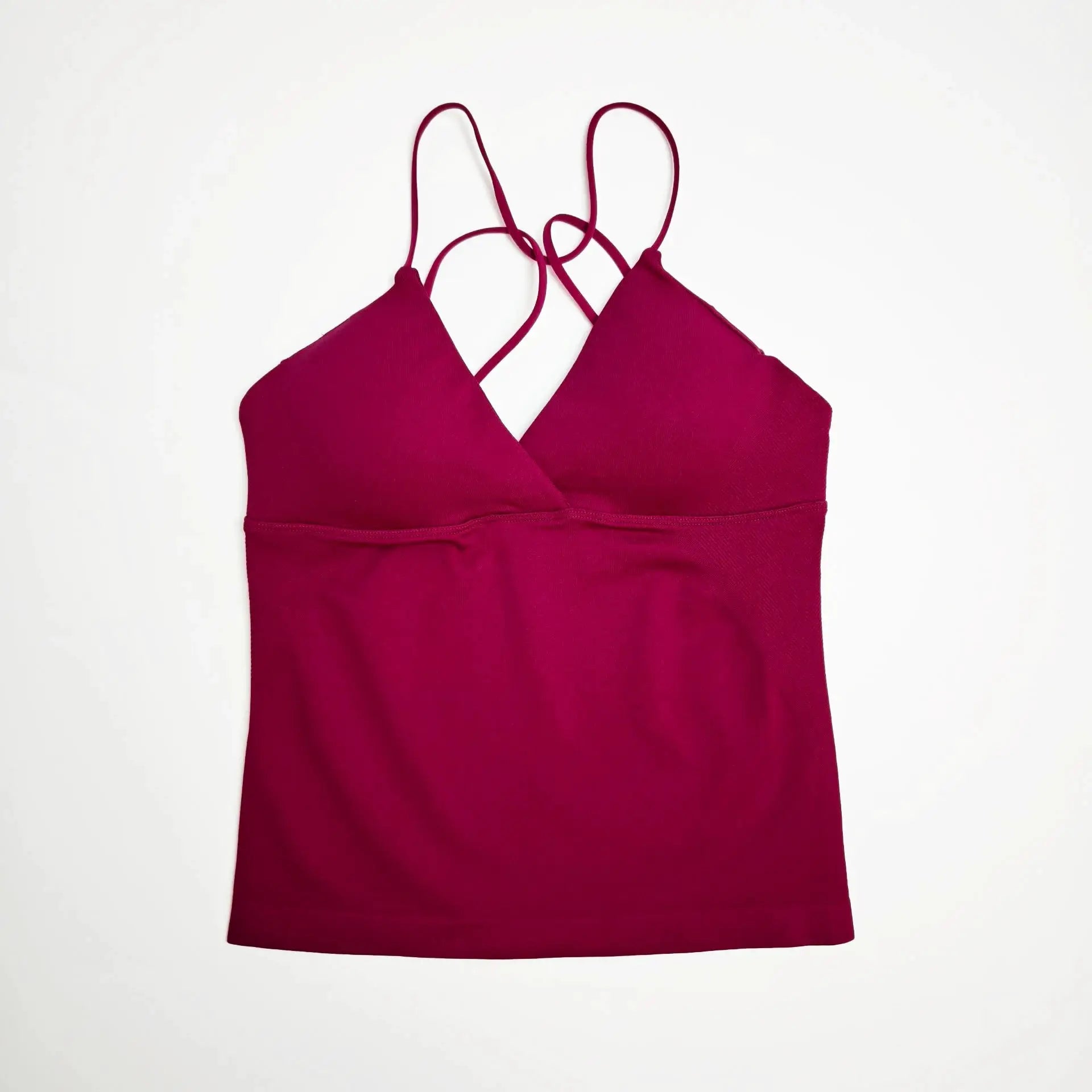 NCLAGEN Vision Twist Front Longline Top women's seamless magenta yoga tank with thin straps
