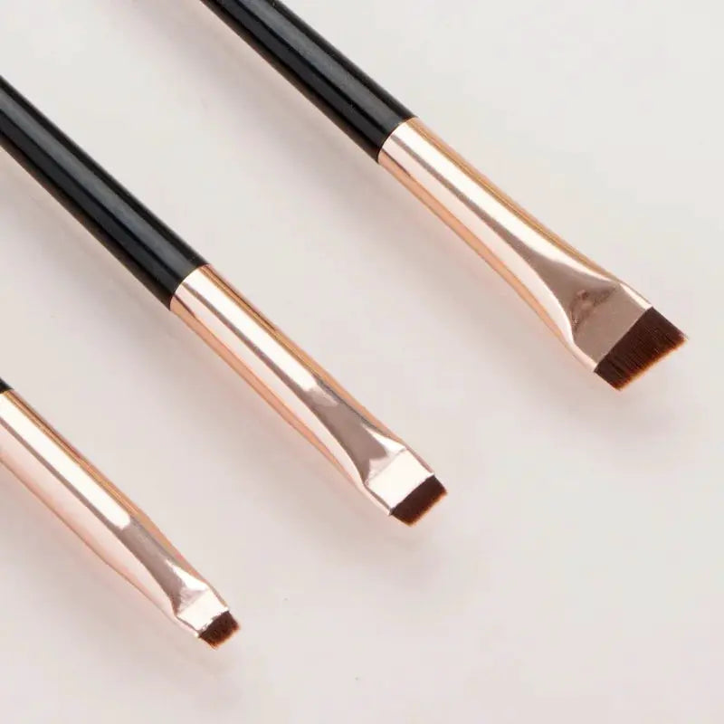 Karsyngirl 3 Piece Eyeliner and Brow Brush Set Portable Fine Angled Flat Ultra Thin Precision Tools