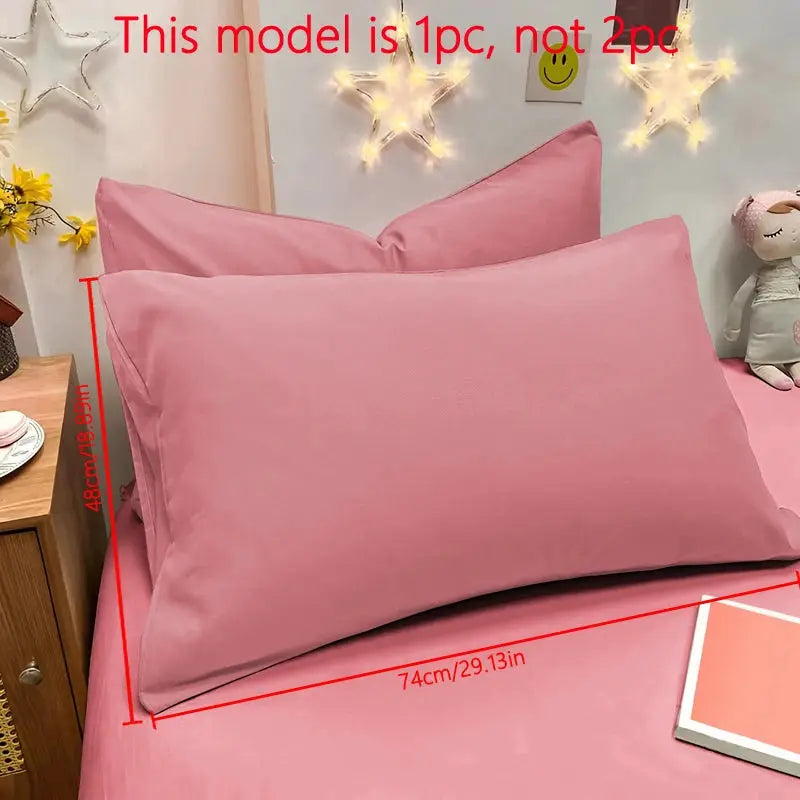 Pillowcase by Simples Market, pink matte solid color, soft bedroom bedding, 48x74 cm.