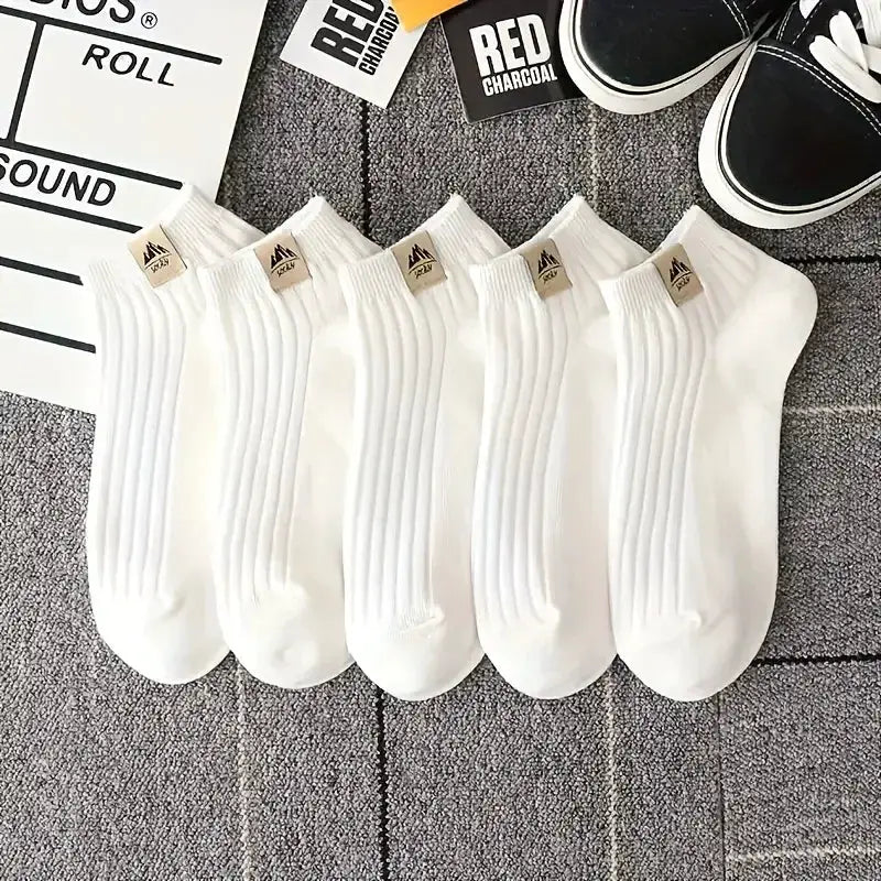 5 Or 10 Pairs Of High Quality Mens Outdoor Sports Casual Socks Black And White Soft Breathable Comfort Durability
