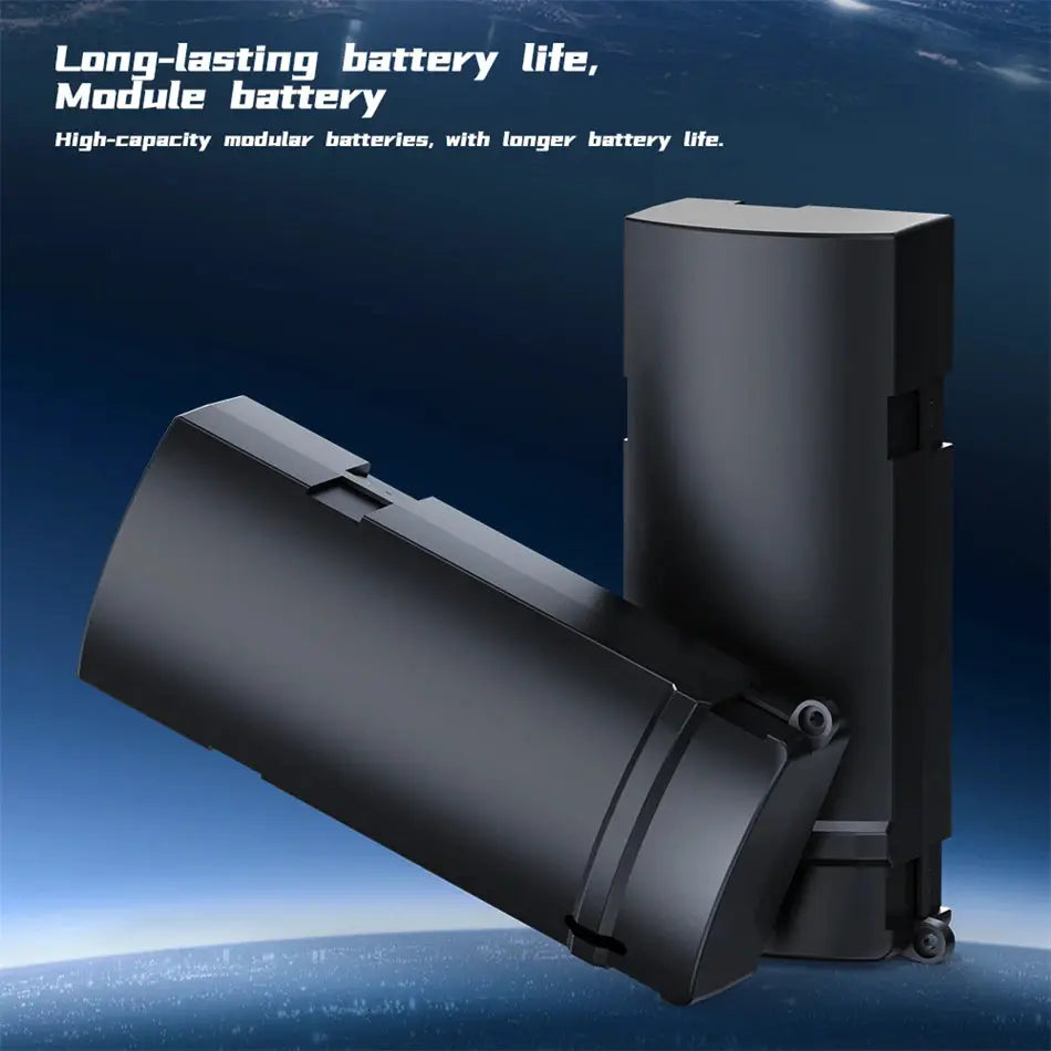 Two black drone battery modules with brushless motor housing by Simples Market